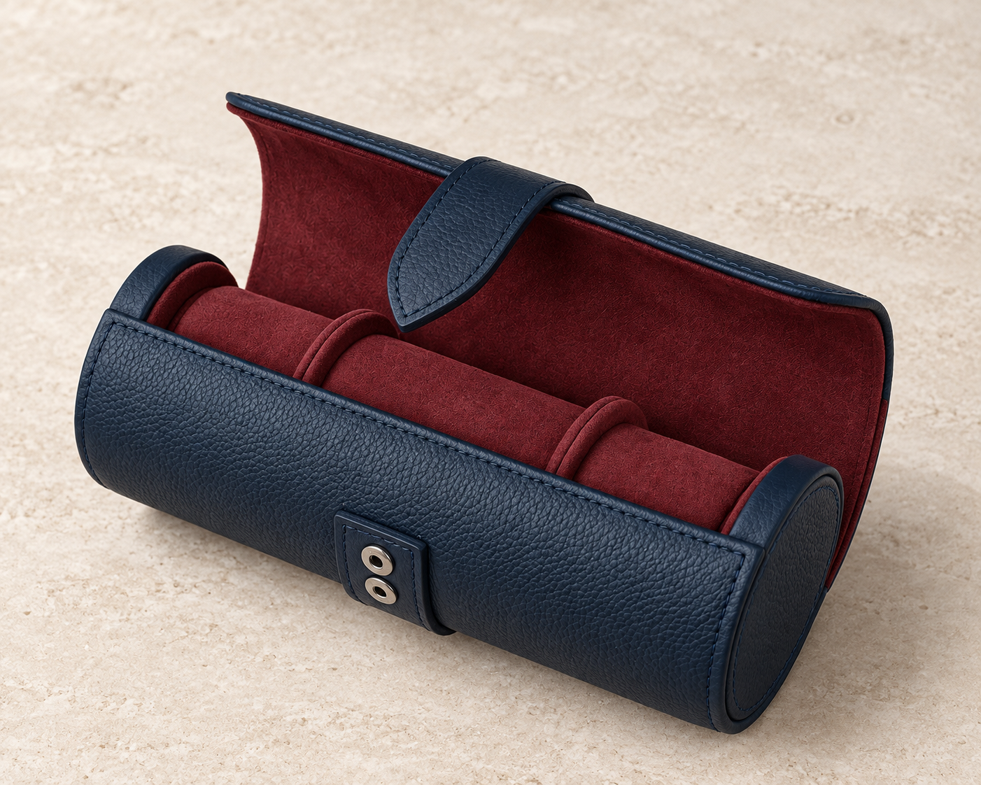 Lorenzo luxury leather 3 watch roll by SEE Accessories